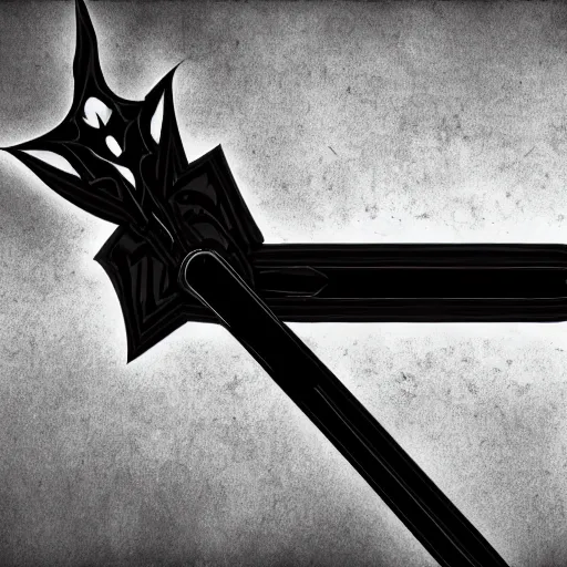 Prompt: an evil black sword on a blank background. diagonal composition ( concept art, magic the gathering illustration )