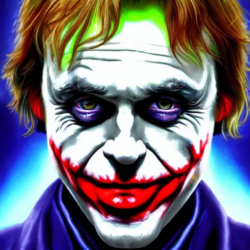 Image similar to mark hamill as the joker! as luke skywalker, oil painting, artgerm, artstation, highly detailed, portrait