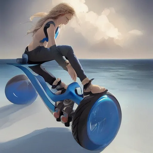 Image similar to concept art of a onewheel xr near sxm lagoon, by aenaluck, artgerm and roberto ferri and greg rutkowski, blue and white tones, digital painting, artstation, concept art, smooth, sharp foccus ilustration hq - h 7 6 8
