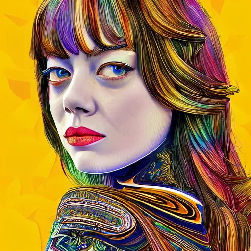 Image similar to 8k detailed psychedelic abstract illustration of Emma Stone , detailed, intricate, elegant, highly detailed, digital painting, artstation, smooth, sharp focus