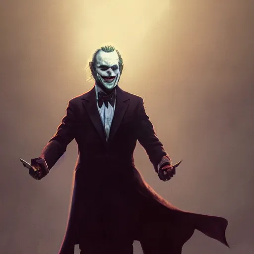 Image similar to joe biden as the joker, dramatic lighting, cinematic, establishing shot, extremly high detail, photorealistic, cinematic lighting, artstation, style by greg rutkowski