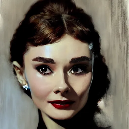 Prompt: detailed realistic cinematic wide shot of beautiful attractive audrey hepburn lilly collins vampire woman wearing black bath robe slim face symettrical face clean skin black eyes black robe smooth, sharp focus, ultra realistic, spring light, painting by gaston bussiere, craig mullins, j. c. leyendecker