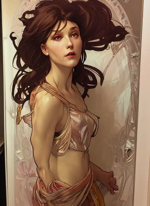 Prompt: heidi n closet painting by artgerm and greg rutkowski and alphonse mucha