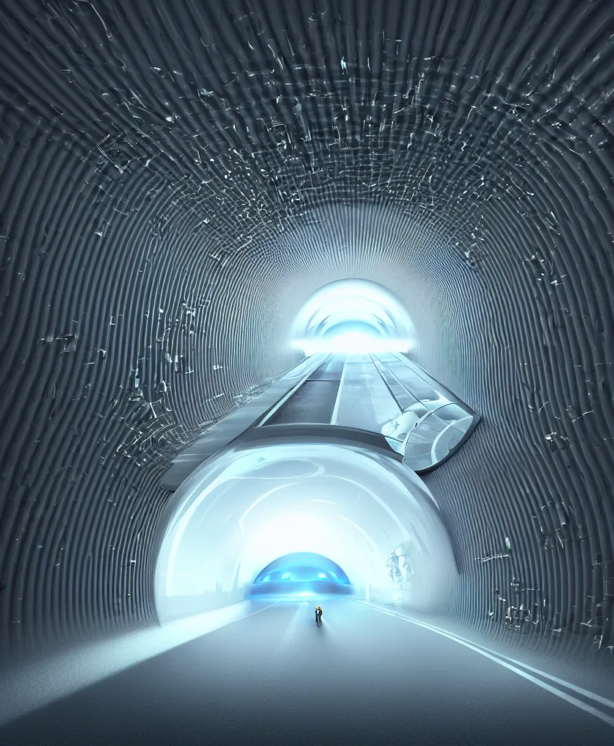 Prompt: highly detailed photo of very high speed air moving inside futuristic tunnel experiment, 3 d render, fantasy art station style, hyper realistic, concept art, 8 k detail post - processing