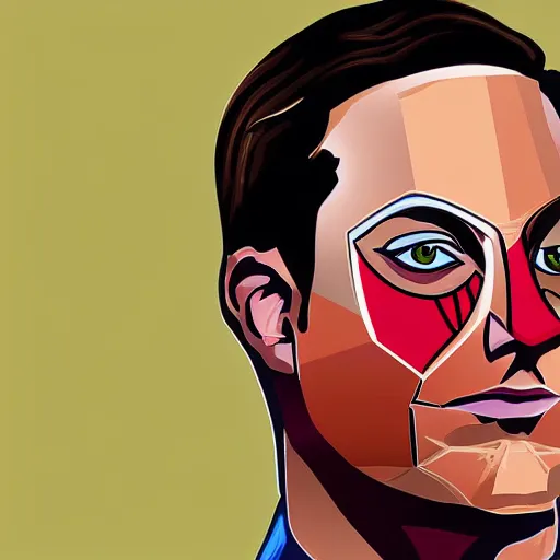 Image similar to portrait of tobey maguire's spider man, highly detailed, centered, solid color background, digital painting