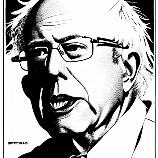 Prompt: Bernie Sanders illustration by Takehiko Inoue, cinematic