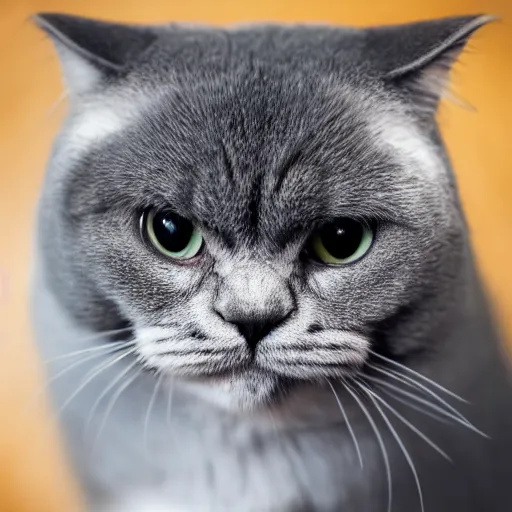 Prompt: front portrait photo of scottish fold cat wearing soldier clothing, pure grey fur, highly detailed, high resolution, cosplay photo, stunning, bokeh soft, trending on facebook, by professional photographer, shot with a canon