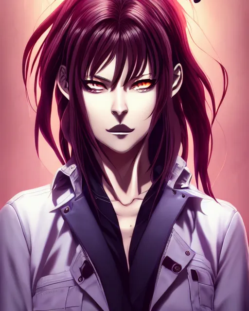 Image similar to a portrait of revy from black lagoon manga, symmetrical eyes, symmetrical face, art by lois van baarle and loish and ross tran and rossdraws and sam yang and samdoesarts and artgerm, digital art, highly detailed, intricate, sharp focus, trending on artstation hq, deviantart, unreal engine 5, 4 k uhd image