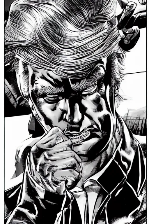 Prompt: character art by mike deodato, donald trump, absolute chad