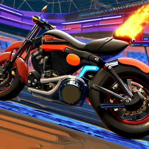 Prompt: a harley davidson on rocket league, high resolution