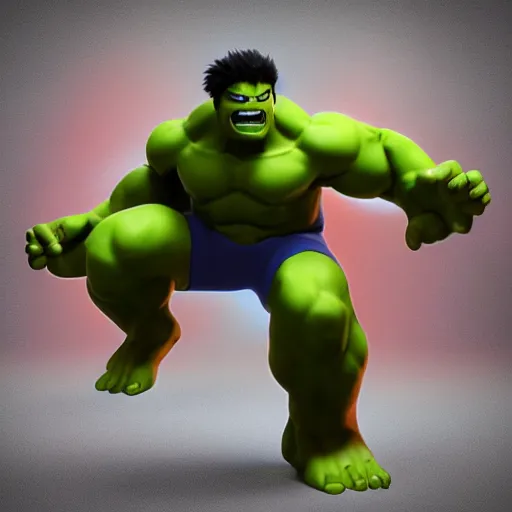 Prompt: hulk as a pokemon, octane render.