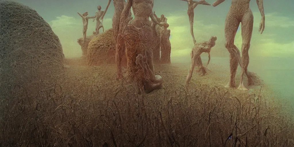 Image similar to Utopia, by Andrei Riabovitchev and Zdzisław Beksiński