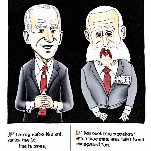 Image similar to Anthony Fauci and Joe Biden cartoon black and white drawing by Gary Larson