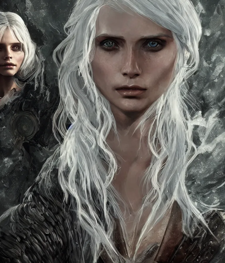 Prompt: Abbey Lee as Ciri in The Witcher 3, intricate, elegant, highly detailed, digital painting, sharp focus, illustration, in the style of Adolfo Hohenstein