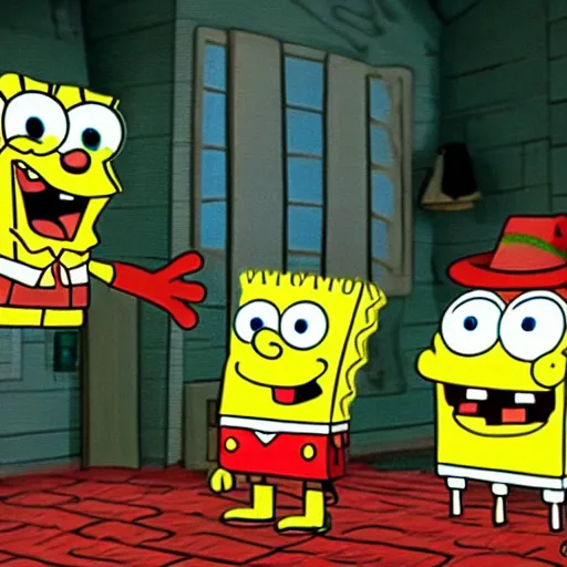 Image similar to spongebob in freddy krueger's lair, ultra realistic photograph