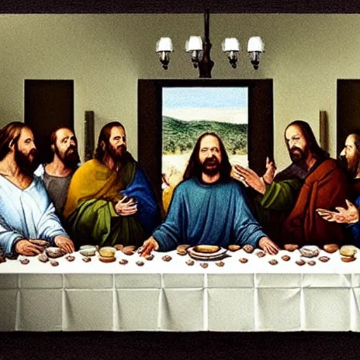 Image similar to walter white as jesus in the last supper