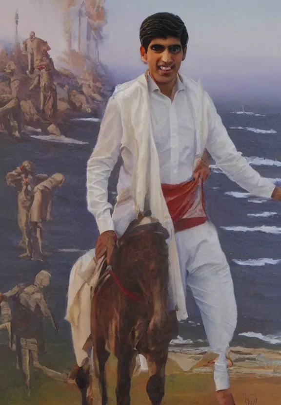 Image similar to rishi sunak in the political afterlife, rishi sunak ghost, oil painting by James gurney