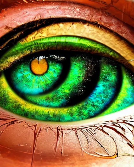 Prompt: hyper realistic photo of beautiful green eye reflecting a sky full of a billion stars, hyper realistic, fractal art, art station, coherent design, symmetrical, vivid colour, complementary colour, golden ratio, detailed, sharp lines, intricate, rainbow shift, in unreal 3 d engine, ray tracing, octane render