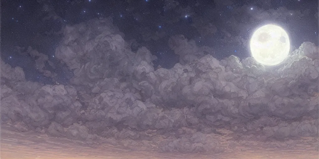 Image similar to the cloudy moonlit sky, landscape art by donato giancola and greg rutkowski, digital art, trending on artstation, symmetry!!, volumetric lighting, hdr, starry night