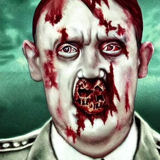 Prompt: Hitler Zombie, king of the new world order, no text,