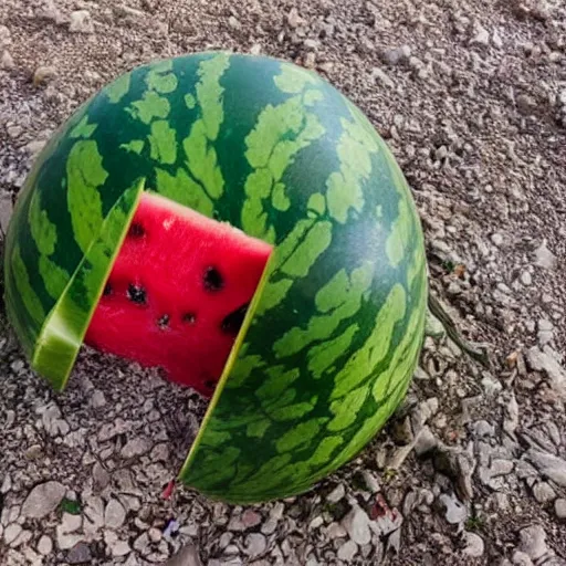 Image similar to photo of watermelon that fall and hit ground from ten thousand feet