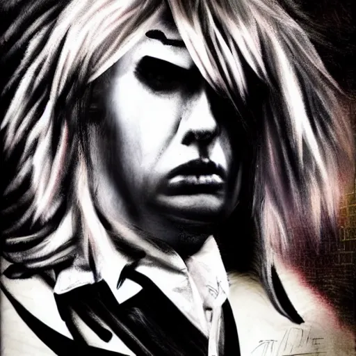 Image similar to emo scene girl donald trump, art by michael miller