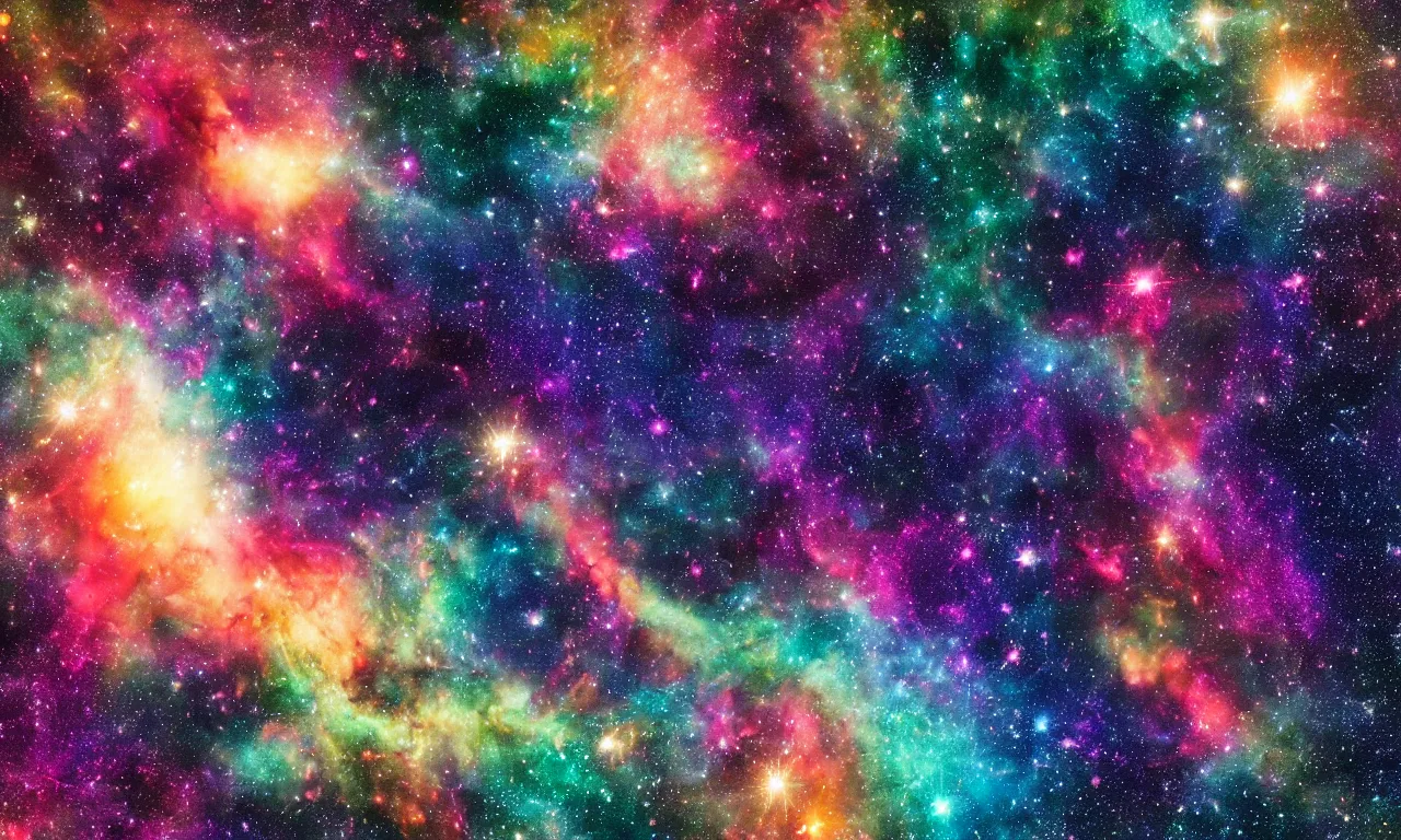 Prompt: colorful galaxy with a silhouette of a sleeping woman floating in space in view