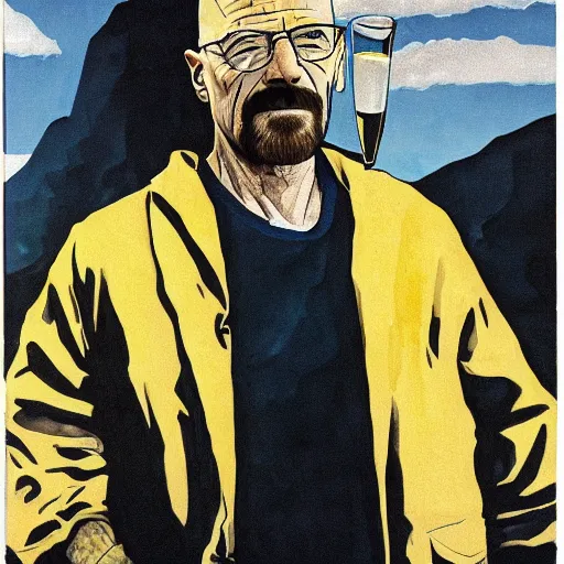 Image similar to walter white drinking milk