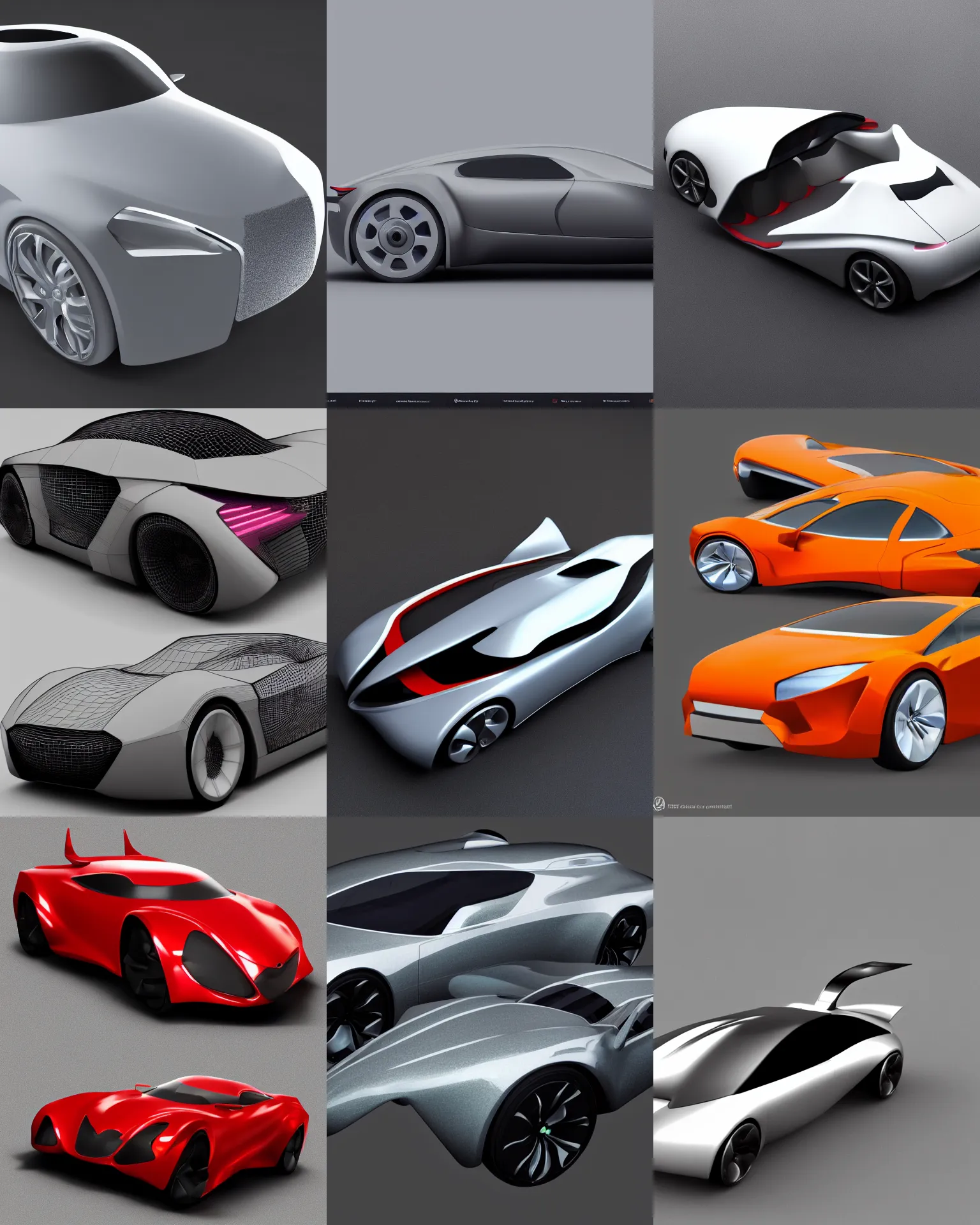 Prompt: full body 3 d render of concept car as a webdesign icon, studio lighting, no shadow, blender, trending on artstation, 8 k, highly detailed