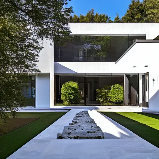 Image similar to square modern mansion with a central courtyard