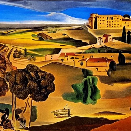 Prompt: spanish countryside salvador dali