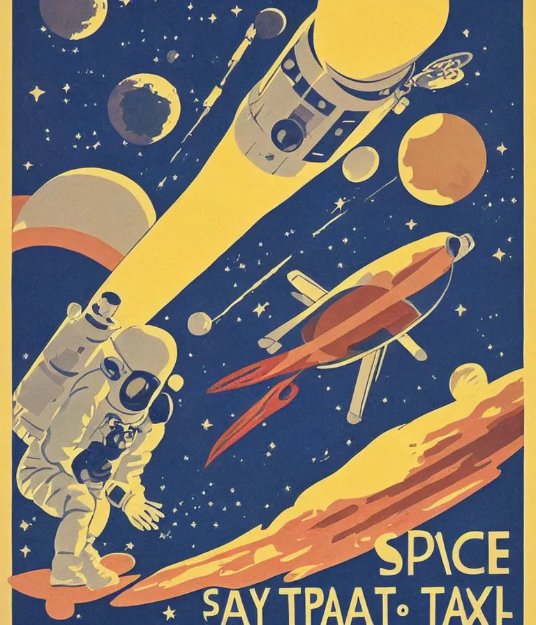 Image similar to wpa style poster for space travel