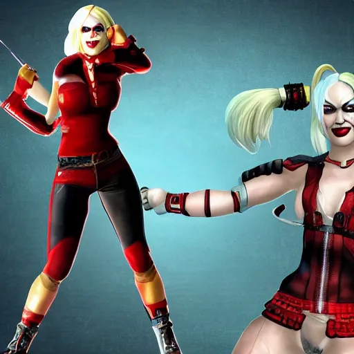 Prompt: Harley Quinn in Mortal Kombat.