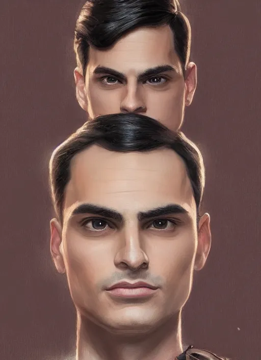 Prompt: portrait of Ben Shapiro as a sigma male, gigachad, medium black hair, Nordic crown, black luxurious suit, fantasy, intricate, elegant, realistic, highly detailed, digital painting, artstation, concept art, smooth, sharp focus, illustration, art by artgerm and greg rutkowski and alphonse mucha