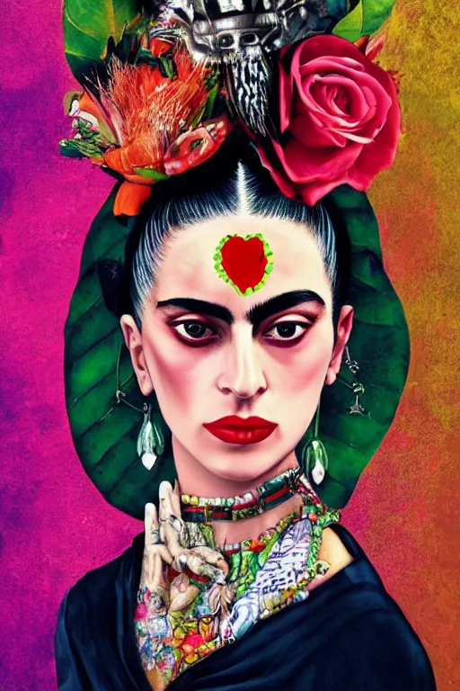 Image similar to Lady Gaga in Frida Kahlo style