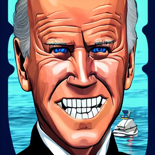 Prompt: joe biden sharkman, lovecraftian, caricature, gta 5 portrait, funny