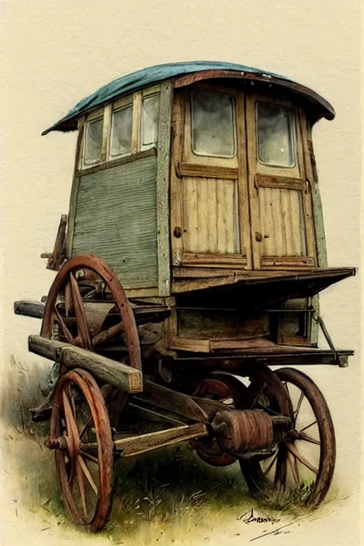 Image similar to (((((1950s wood wagon . muted colors.))))) by Jean-Baptiste Monge !!!!!!!!!!!!!!!!!!!!!!!!!!!