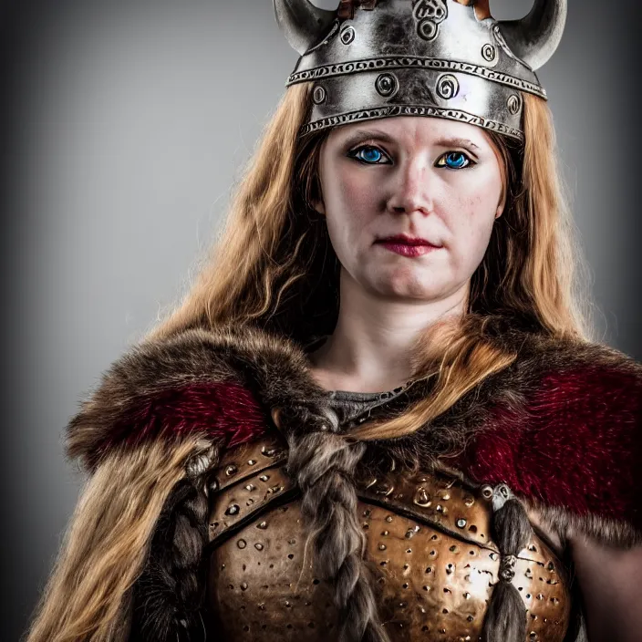 Prompt: full body photograph of a beautiful!!!! viking queen. extremely detailed. dslr. 5 0 mm.