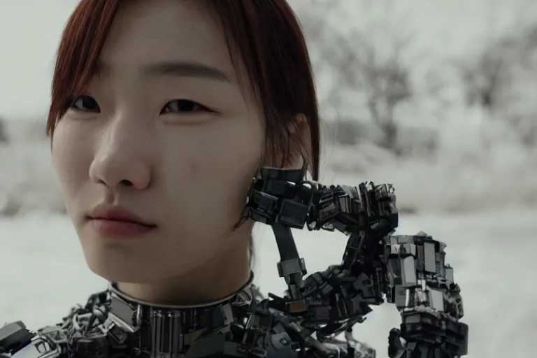 Image similar to portrait of a beautiful Korean cyborg By Emmanuel Lubezki