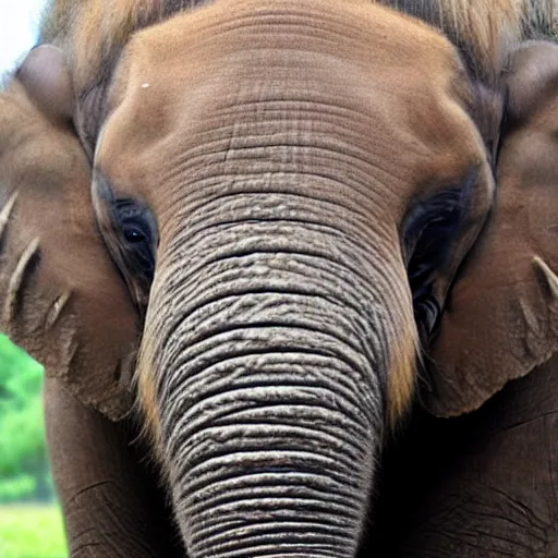 Prompt: hairy asian mammoth elephant