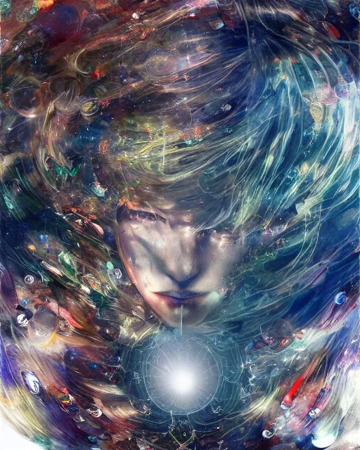 Image similar to Immensity fills me with light by Yoshitaka Amano 4k hyper detailed trending on artstation