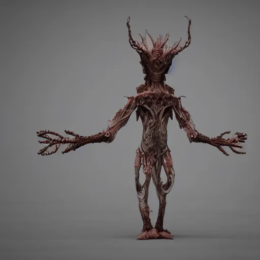 Image similar to a fractal humanoid creature trending on cgsociety rendered by octane