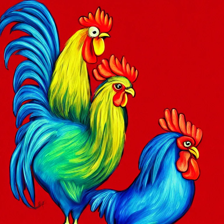 Image similar to colorful rooster by alex horely orlandelli, fantasy, artstation, smooth, illustration