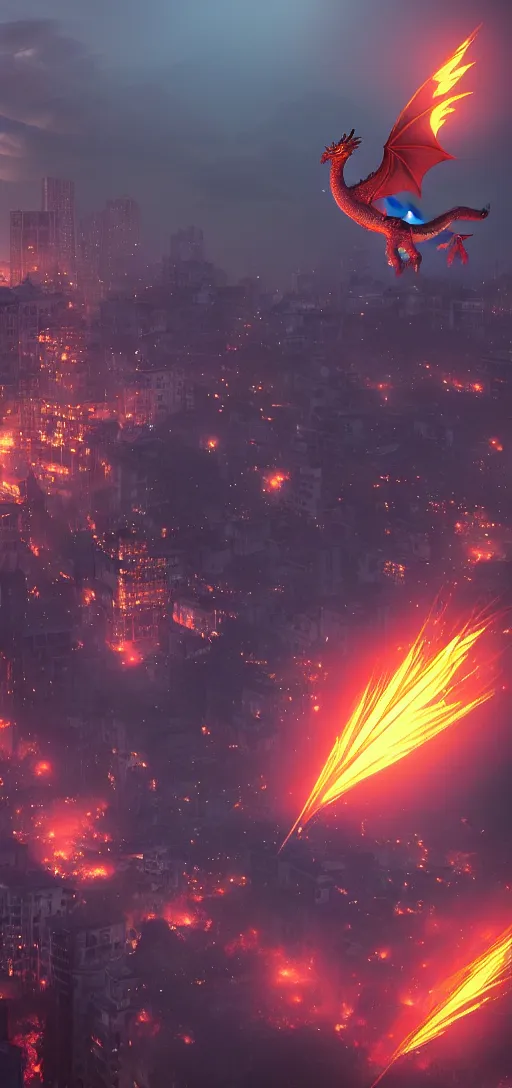 Image similar to vietnamese dragon flying above hanoi city, concept art, moody lightning, amazing composition, high details, octane render, unreal engine