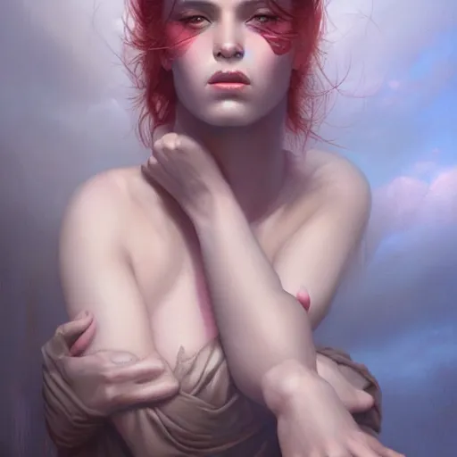 Prompt: kiana by Tom Bagshaw and Manuel Sanjulian and Boris Vallejo, Hyperrealism