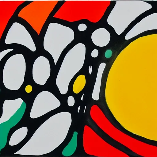 Prompt: A wave of color invades grayscale Paris, egg yolk crayon painting by alexander calder