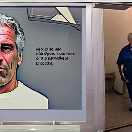 Prompt: “ jeffrey epstein last moment, actual footage, security guard watching the cctv ’ s actual photo ”