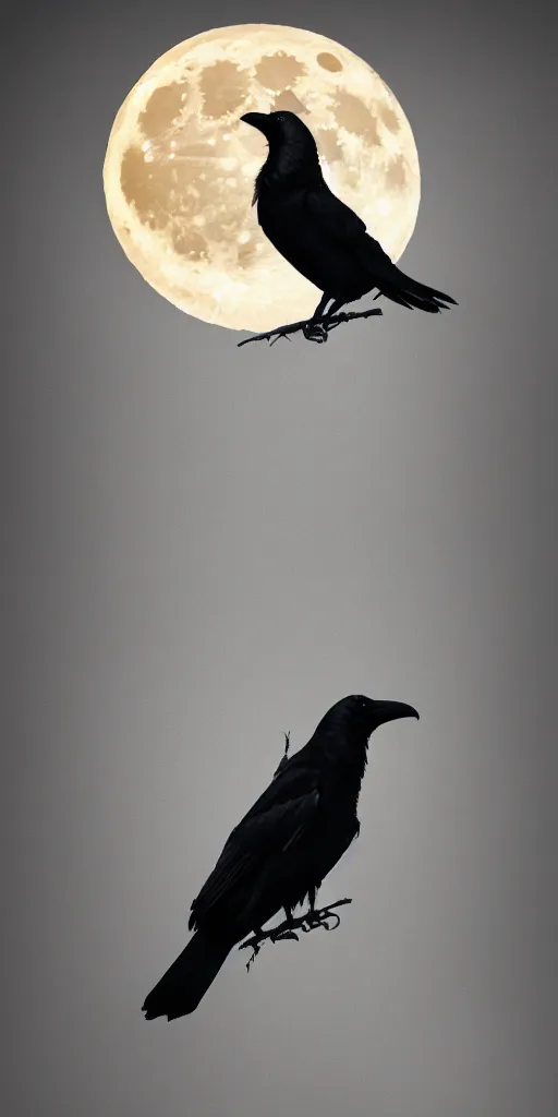 Image similar to crow in front of the full big moon, digital art, high definition, 8k, high details, high quality