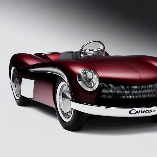 Prompt: 1957 car designed by Cartier. Studio lighting.