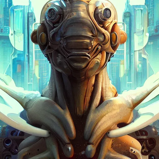 Prompt: Full shot of a venus squid monster astronaut defined facial features, intricate abstract. cyberpunk, symmetrical facial features. By Ruan Jia and Artgerm and Range Murata and WLOP and Ross Tran and William-Adolphe Bouguereau and Beeple. Key Art. Fantasy Illustration. award winning, Artstation, intricate details, realistic, Hyperdetailed, 8k resolution.